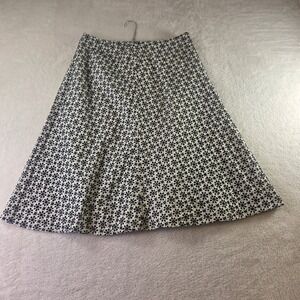 Autograph New York Womens Size 8 Black White Floral Eyelet A-Line Midi Skirt